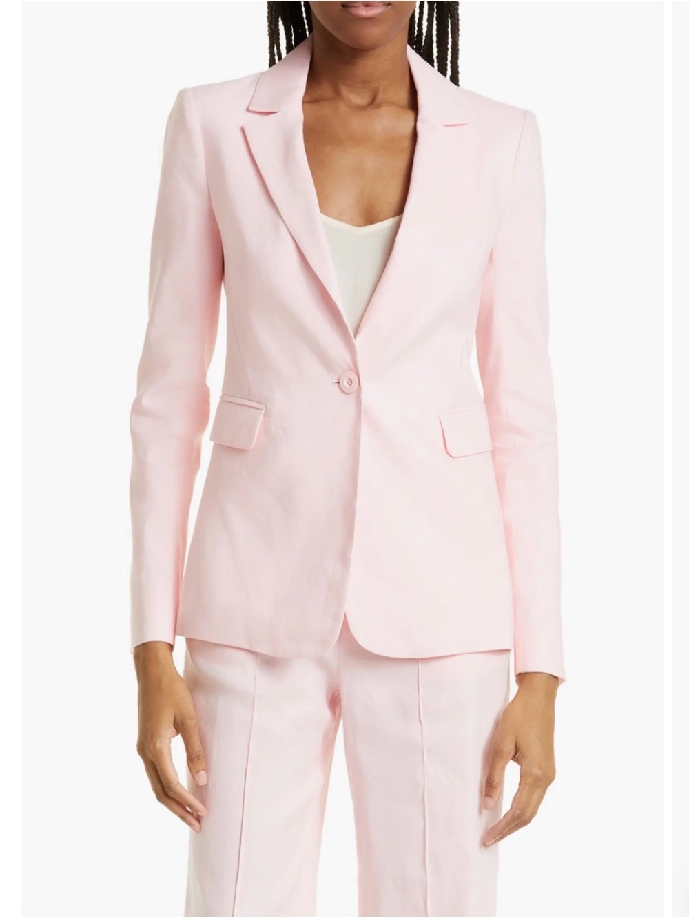 Alice + Olivia Macey linen blend blazer pink size 6